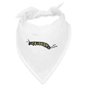 Gestreifte gelbe Raupe - Bandana - Weiß - Vorne