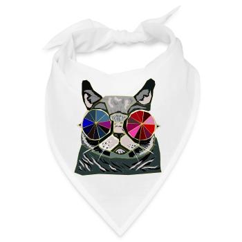 Coole Katze Geschenkidee - Bandana - Weiß - Vorne