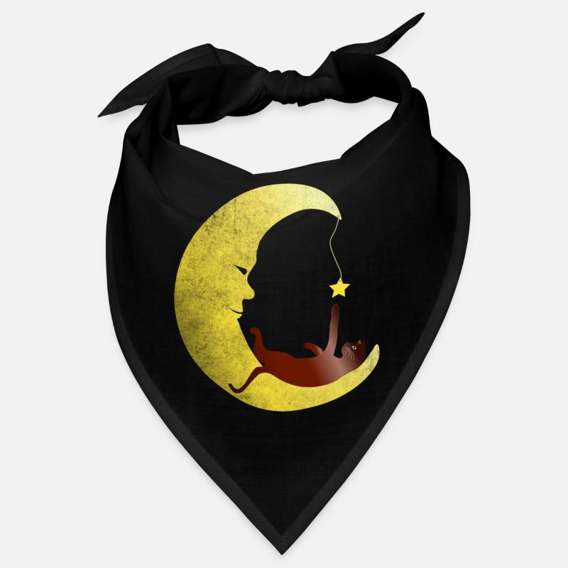 Chat joue dans la lune avec une étoile Bandana