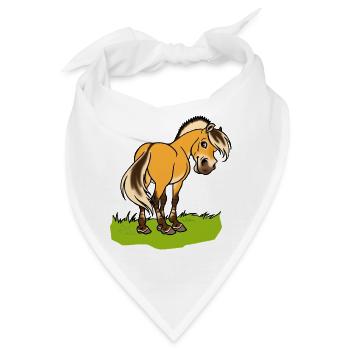 Lächelndes Fjord-Pferd - Bandana - Weiß - Vorne
