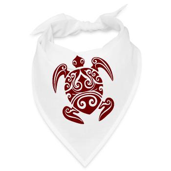 Maori Tattoo Schildkröte rot - Bandana - Weiß - Vorne