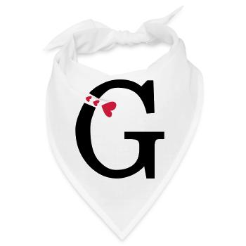 Großbuchstabe G mit Herzen - Bandana - Weiß - Vorne