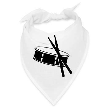Trommel und Sticks - Bandana - Weiß - Vorne