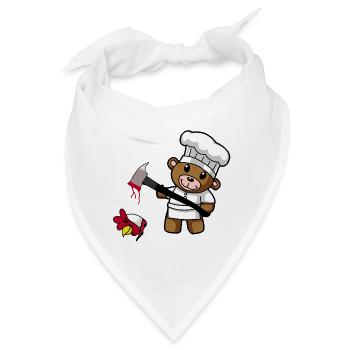 Teddybär Fantasy Horror Koch Fleisch Veganer Huhn - Bandana - Weiß - Vorne