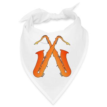 Saxofone / Orange - Bandana - Weiß - Vorne