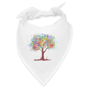 Baum mit Regenbogen Farben Blättern - Bandana - Weiß - Vorne