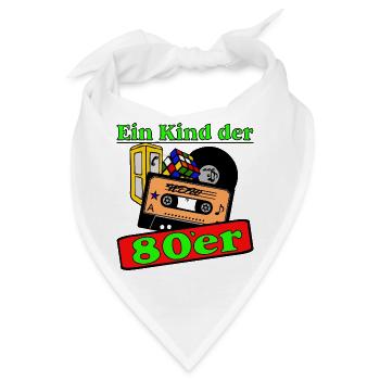 80er Party,Fun Shirt,Ein Kind der 80er (25) - Bandana - Weiß - Vorne
