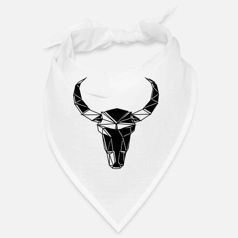 Ligne de crâne de buffle noir dessinée - Bandana - blanc