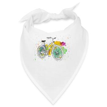 Fahrrad bunte Wasserfarben im Frühling und Sommer - Bandana - Weiß - Vorne