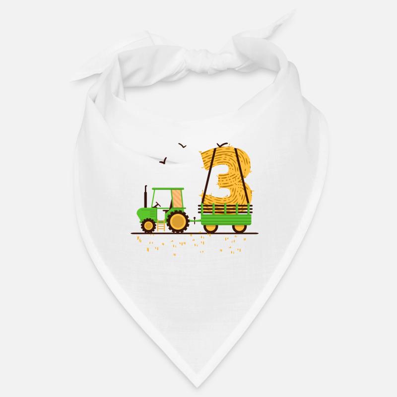 Tractor with pendant 3rd birthday gift three Bandana