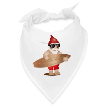 Gartenzwerg mit Surfbrett - Bandana - Weiß - Vorne