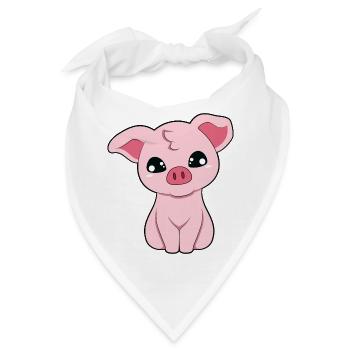 Schwein Schweinchen - Bandana - Weiß - Vorne