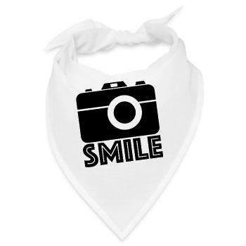 Smile, Kamera Youtube Instagram Facebook - Bandana - Weiß - Vorne