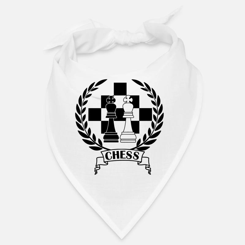 Pièces d’échecs en couronne de laurier avec texte CHESS Bandana