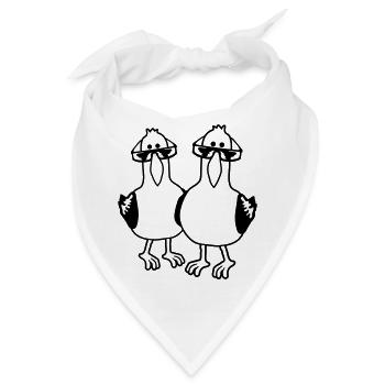Cartoon 2 Möwen Freunde - Bandana - Weiß - Vorne