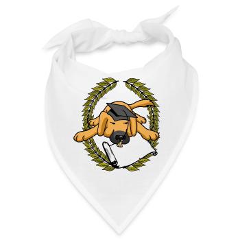 Lorbeerkranz Hund Gelehrter Meister Diplom Prüfung - Bandana - Weiß - Vorne