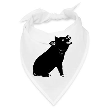 Fröhliches Schweinelogo Schattenbild - Bandana - Weiß - Vorne