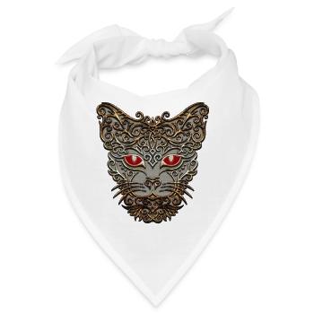 dekorativer Katzenkopf - Bandana - Weiß - Vorne