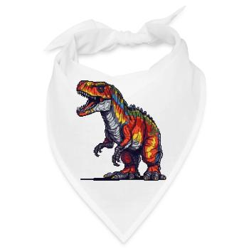Dino in Retro Pixel Grafik 8-Bit oder 16-Bit - Bandana - Weiß - Vorne