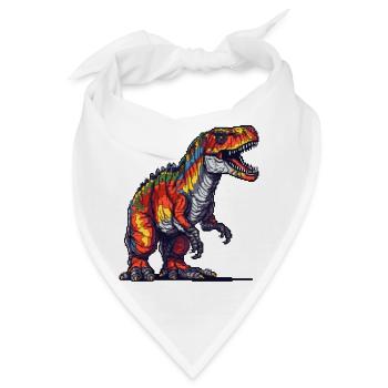 Pixeliger Tyrannosaurus Rex in bunten Farben - Bandana - Weiß - Vorne