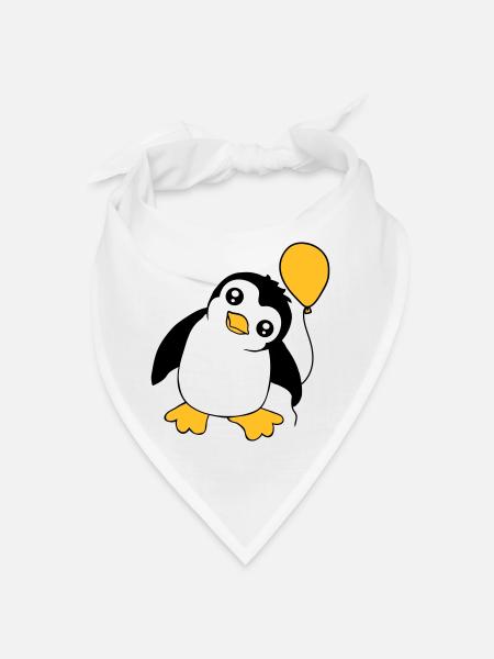 Cute balloon penguin, cute kids motif - Bandana - white - Front