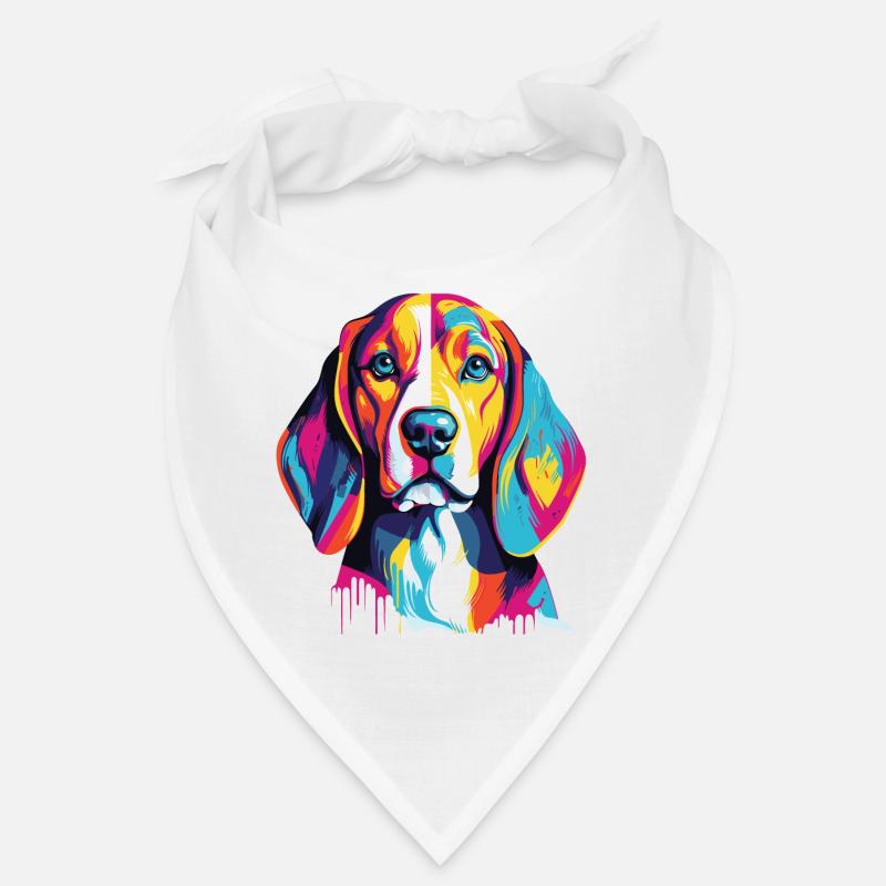 Porträt eines Hundes der Rasse Beagle im Popart-Stil Bandana