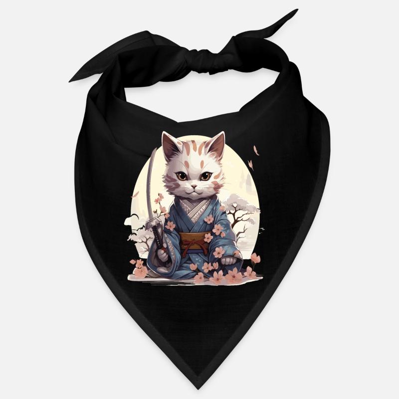 Kawaii Samurai-Katze mit Katana Bandana