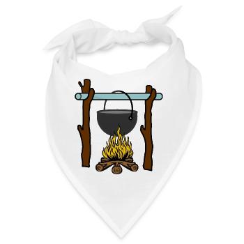 Pfanne am Lagerfeuer Überleben - Bandana - Weiß - Vorne