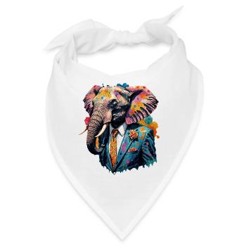 Elefant im Anzug - Bandana - Weiß - Vorne