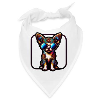 Chihuahua Hippie Liebe Farbenfroh Design - Bandana - Weiß - Vorne