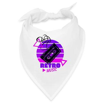 Retro Music - 80s - Achtziger - Kassette - Bandana - Weiß - Vorne