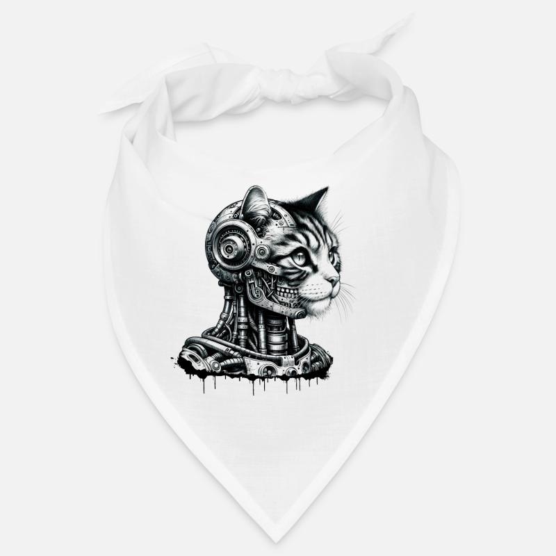 Cat's head designed as a robot in retro look Bandana
