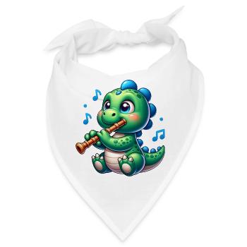 Süßer Dino Spielt Querflöte Design - Bandana - Weiß - Vorne