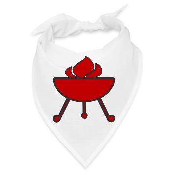 Grill Flammen Feuer - Bandana - Weiß - Vorne