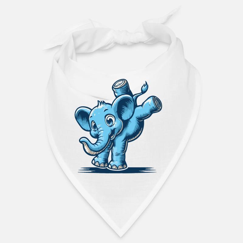 éléphant de dessin animé bleu faisant le poirier Bandana
