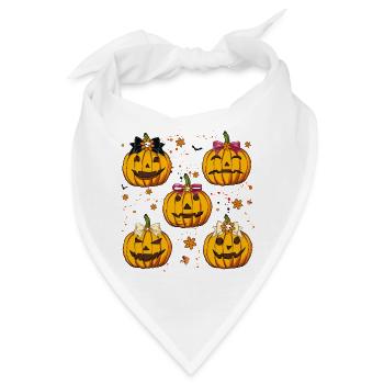 Halloween-Kürbis, Kokette Schleife, Herbstsaison - Bandana - Weiß - Vorne