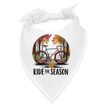 Herbstliche Fahrradstraßenszene - Bandana - Weiß - Vorne