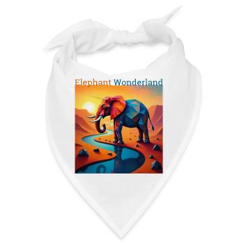 Geometrisches Elefanten-Wunderland - Bandana - Weiß - Vorne