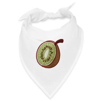 Gestickte Kiwi - Bandana - Weiß - Vorne