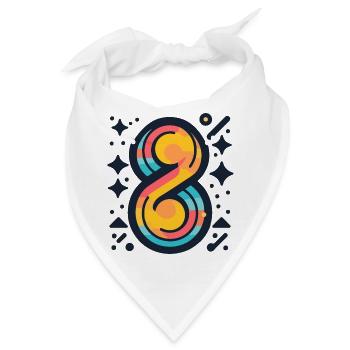 Farbige Zahl Acht - Bandana - Weiß - Vorne