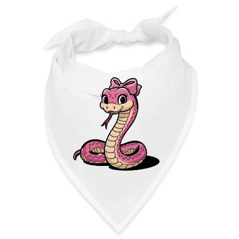 Rosa Schleife Schlange Karikatur - Bandana - Weiß - Vorne