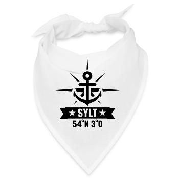 Sylt 54 Grad Nord 8 Grad Ost - Bandana - Weiß - Vorne