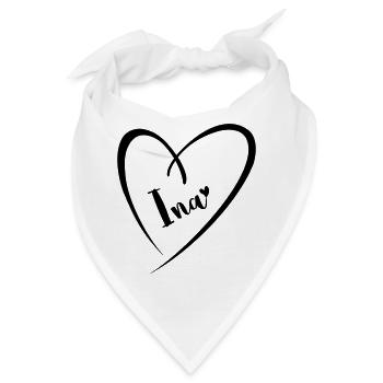 Ina Name Vorname im Herzrahmen - Bandana - Weiß - Vorne