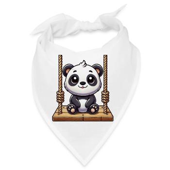 Süßer Cartoon Panda auf Schaukel Spielplatz - Bandana - Weiß - Vorne