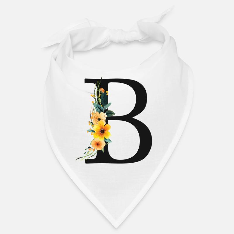 B Monogram, Floral, Personalizable Bandana