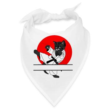 Schwarze Katze Karate Sonne - Bandana - Weiß - Vorne