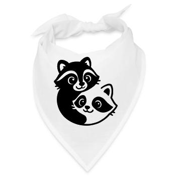 Ying Yang Dachs Pärchen - Bandana - Weiß - Vorne