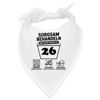 26 Geburtstag – Sorgsam Behandeln  - Bandana - Weiß - Vorne