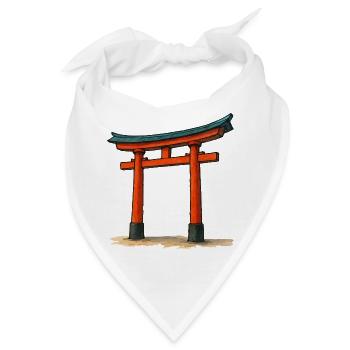 Roter Shinto Torii Gate Illustration - Bandana - Weiß - Vorne