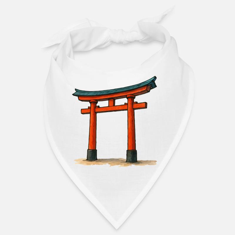 Red Shinto Torii Gate Illustration Bandana
